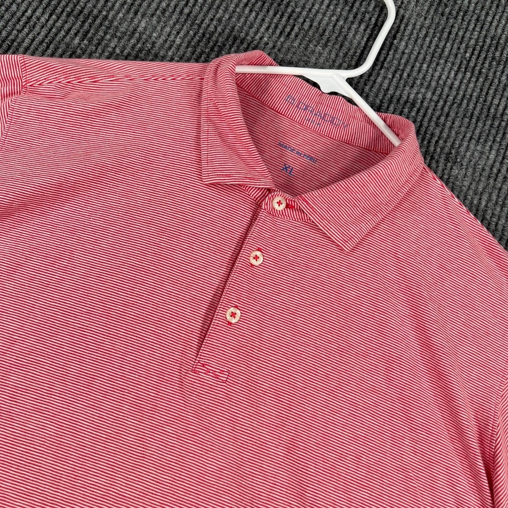 B Draddy Polo Shirt Mens XL Extra Large Red Striped Short Sleeve Golf Casual